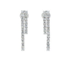 Aros Finesse Oro Blanco 14k, con 38 Diamantes brillante 3 pt. Largo: 2,5 cm