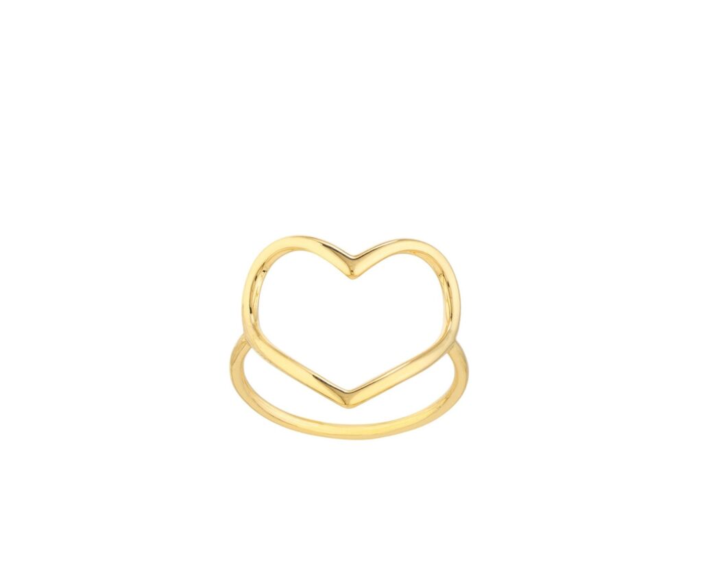 Oro Amarillo 14k Anillo Corazón Abierto