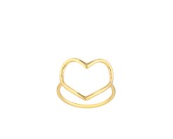 Oro Amarillo 14k Anillo Corazón Abierto