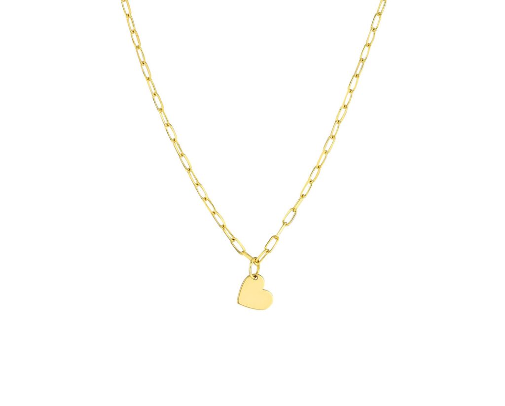 Oro Amarillo 14k Collar Tersa Heart