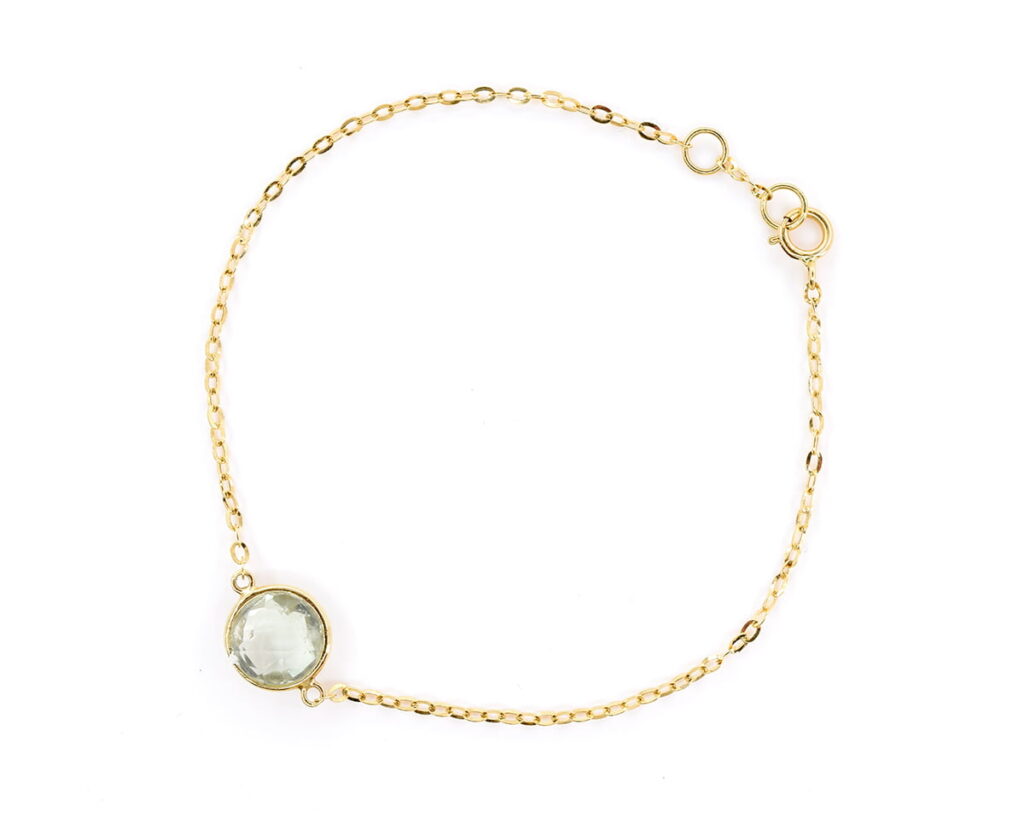 Pulsera Oro Amarillo 18k con 1 Amatista Green, 18 cm